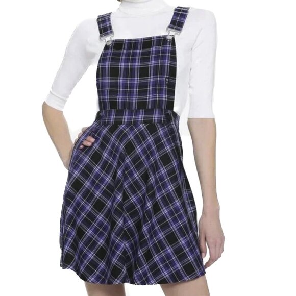 Royal Bones Dresses & Skirts - Royal Bones Daang Goodman Tripp Purple Plaid Skirtall Overalls Dress Sz L - NWOT